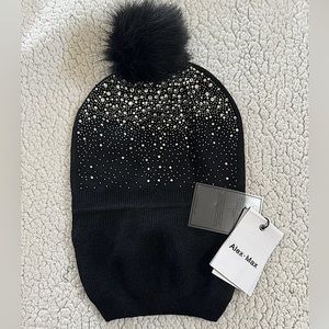 NWOT Black Beanie with Pom Pom